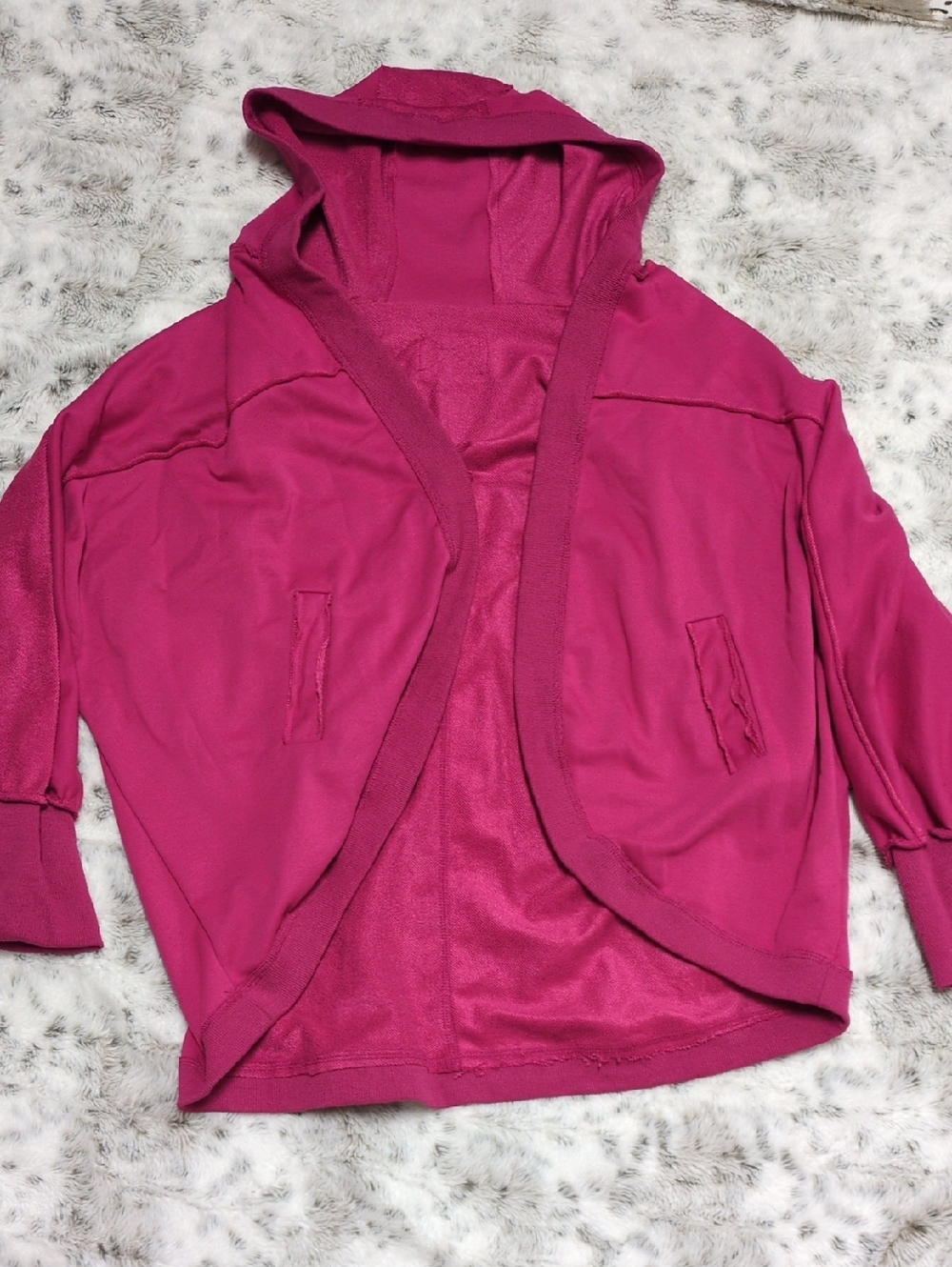$5 MOVING SALE! Fuchsia Hooded Open Cardigan